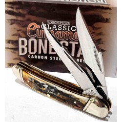 Couteau Rough Ryder Classic Cinnamon Bone Stag Copperhead Lames Acier Carbone Manche Os Slipjoint RR2422 - Livraison Gratuite