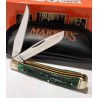 Couteau Marbles Green Stag Bone Trapper Lames en Acier 440 Poignée en Os Vert Slipjoint MR189 - Livraison Gratuite