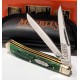 Couteau Marbles Green Stag Bone Trapper Lames en Acier 440 Poignée en Os Vert Slipjoint MR189 - Livraison Gratuite