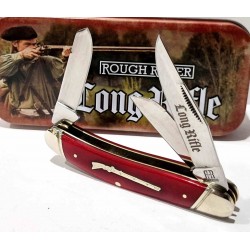 Couteau Rough Ryder Long Rifle Sowbelly Stockman Red Lames en Acier Inox Manche Os Slipjoint RR2619 - Livraison Gratuite