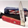 Couteau Queen Cutlery Red Bone Lame Acier Carbone 1095 Manche Os Rouge Lockback Boite Métal USA QRSB106L - LIVRAISON GRATUITE