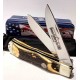 Couteau Queen USA Trapper Lames Acier Carbone 1095 Manche Corne de Daim Linerlock Boite Métal USA QGSH206L - Livraison Gratuite