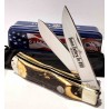 Couteau Queen USA Trapper Lames Acier Carbone 1095 Manche Corne de Daim Linerlock Boite Métal USA QGSH206L - Livraison Gratuite