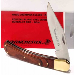 Couteau Winchester Large Wood Lame Acier Inox Poignée Bois Lockback Clip WN6220020W- Livraison Gratuite