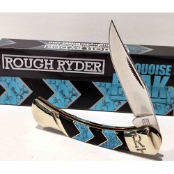 Couteau Rough Ryder Turquoise Peak Lockback Lame Acier 440 Poignée Turquoise Lockback RR1576 - Livraison Gratuite