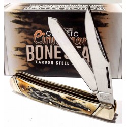 Couteau Rough Ryder Trapper Cinnamon Bone Stag 2 Lames Acier Carbone Poignée Os Cerfé Slipjoint RR2420 - Livraison Gratuite