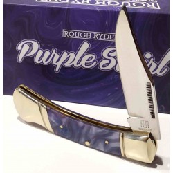 Couteau Pliant Rough Ryder Purple Swirl Lame Acier 440 Manche Polymère Lockback RR2149 - Livraison Gratuite