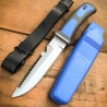 Couteau de Plongée Rite Edge Divers Blue Lame Acier 420J2 Manche Caoutchouc Etui Abs CN210424BL - Livraison Gratuite