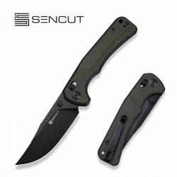 Couteau Sencut Slybolt Lame Acier 9Cr18MoV Manche Micarta Noir Bouton Lock Clip S25001A1 - Livraison Gratuite