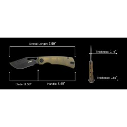 Couteau Kubey Gurkha Lame Acier 14C28N Manche Ultem Liner Lock KIVT KUB397D - Livraison Gratuite