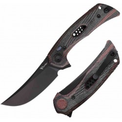 Couteau Reate PL-7 Red/Black Pivot Lock Lame Acier Nitro-V Blk Manche Micarta KIVT REA195 - Livraison Gratuite