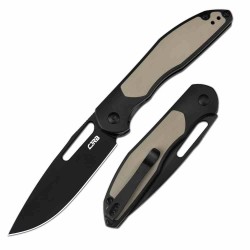 Couteau CJRB Droma Lame Acier AR-RPM9 Manche Alu Noir/G10 Desert Tan KIVT Linerlock J1963BDE - Livraison Gratuite