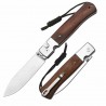 Couteau CJRB Glacier Lame Acier AR-RPM9 Manche Acier/Bois Button Lock KIVT J1961WD - Livraison Gratuite