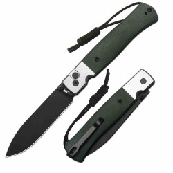 Couteau CJRB Glacier Lame Acier AR-RPM9 Manche Green Micarta Button Lock KIVT J1961BMGN - Livraison Gratuite
