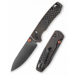 Couteau TRIVISA Dragonfly-Y Lame Acier 14C28N Manche Copper Axis Lock KIBS TVJM03CU14 - Livraison Gratuite