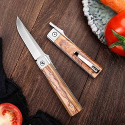 Couteau TRIVISA Dolphin-JO Lame Acier 14C28N Satinée Manche Bois d'Olivier Liner Lock TVYZ04JGL - Livraison Gratuite