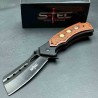 Lot de 3 Couteau S-TEC Cleaver Semi-Automatique Lame Acier Inox Manche en Bois Liner Lock STT271281 - Livraison Gratuite