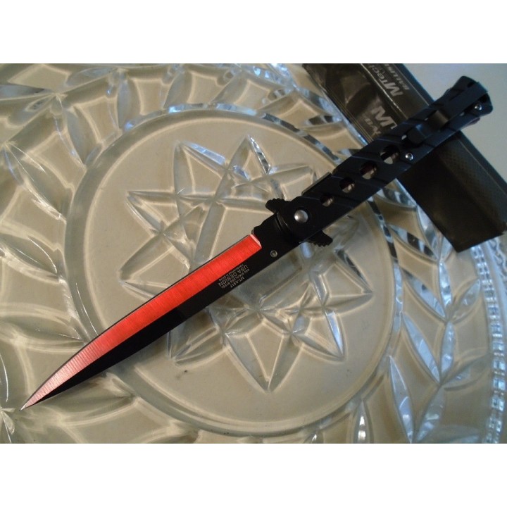 Lot de Couteaux 3 Couteaux Mtech Stiletto A/O Red Lame Acier 440 Manche Alu Linerlock MTA317RD - Livraison Gratuite