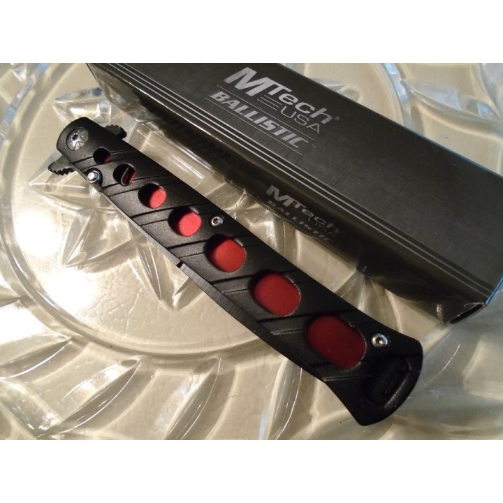 Lot de Couteaux 3 Couteaux Mtech Stiletto A/O Red Lame Acier 440 Manche Alu Linerlock MTA317RD - Livraison Gratuite