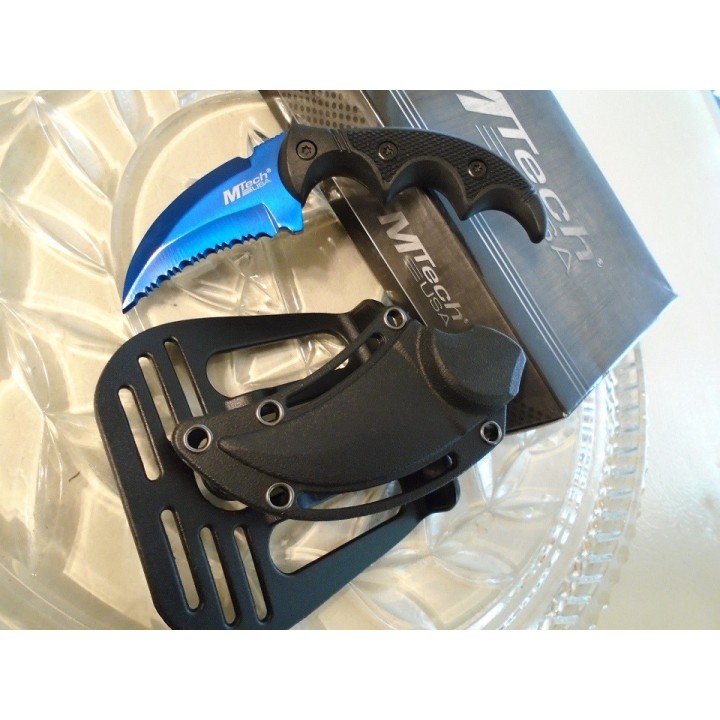 Lot de 3 Couteaux Mtech Blue Griffe d'Ours Acier 440 Manche Alu/G-10 MT2063BL - Livraison Gratuite
