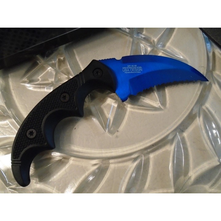 Lot de 3 Couteaux Mtech Blue Griffe d'Ours Acier 440 Manche Alu/G-10 MT2063BL - Livraison Gratuite