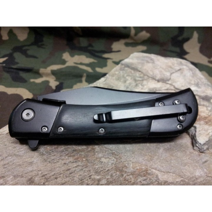 Couteau Elk Ridge Classic Linerlock A/O Black Lame Acier 440 Manche Bois ERA009BK - Livraison Gratuite