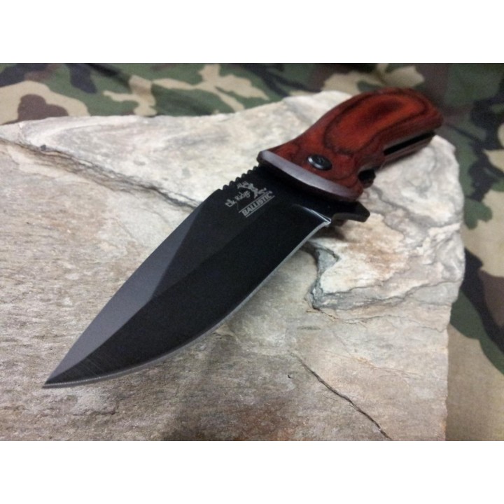 Couteau Elk Ridge Linerlock A/O Lame Acier Carbone/Inox Manche Bois ERA002PW - Livraison Gratuite