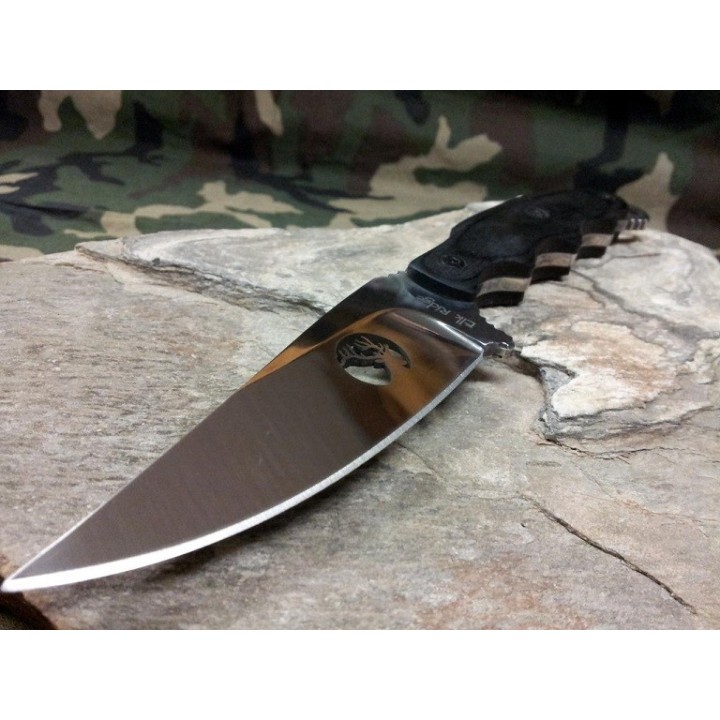 Couteau De Chasse Elk Ridge Skinner Lame Acier 440 Cerf Laser Manche Bois Etui Nylon ER542SL - Livraison Gratuite