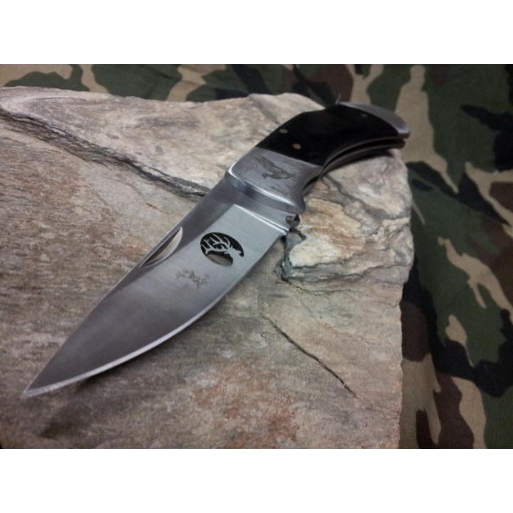 Couteau Elk Ridge Lockback Duck Acier Inox Manche Bois Décor Canard & Roseaux ER539D - Livraison Gratuite