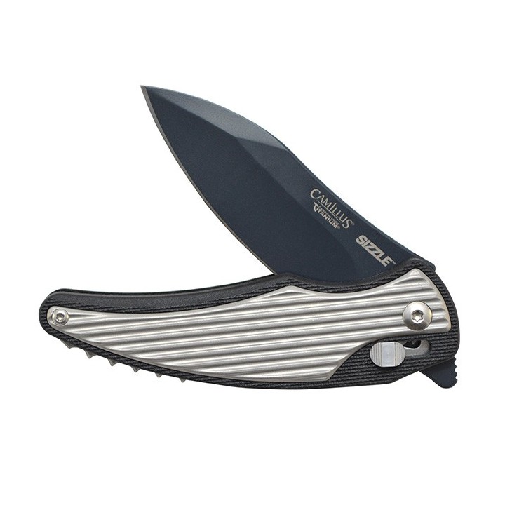 Couteau Camillus Heat Linerlock A/O Lame Acier AUS-8/Titane Manche Fibre de Verre/Acier CM19167 - Livraison Gratuite