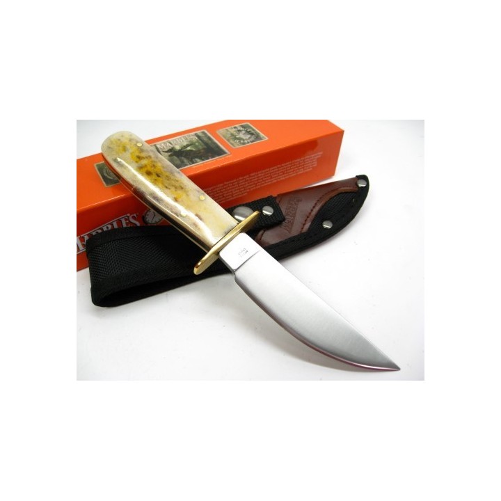 Couteau Poignard Bushcraft Marbles Cowboy Acier Carbone/Inox Manche Os Couleur Appaloosa MR318 - Livraison Gratuite