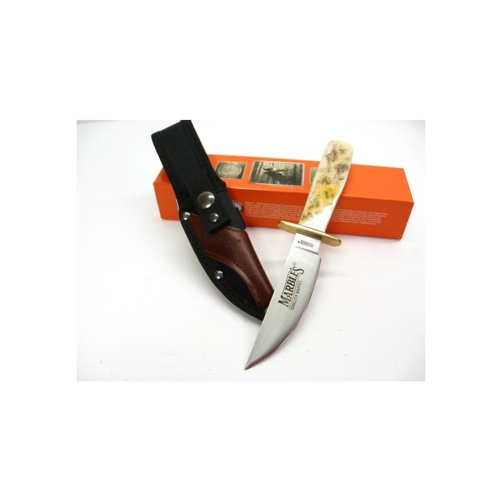 Couteau Poignard Bushcraft Marbles Cowboy Acier Carbone/Inox Manche Os Couleur Appaloosa MR318 - Livraison Gratuite