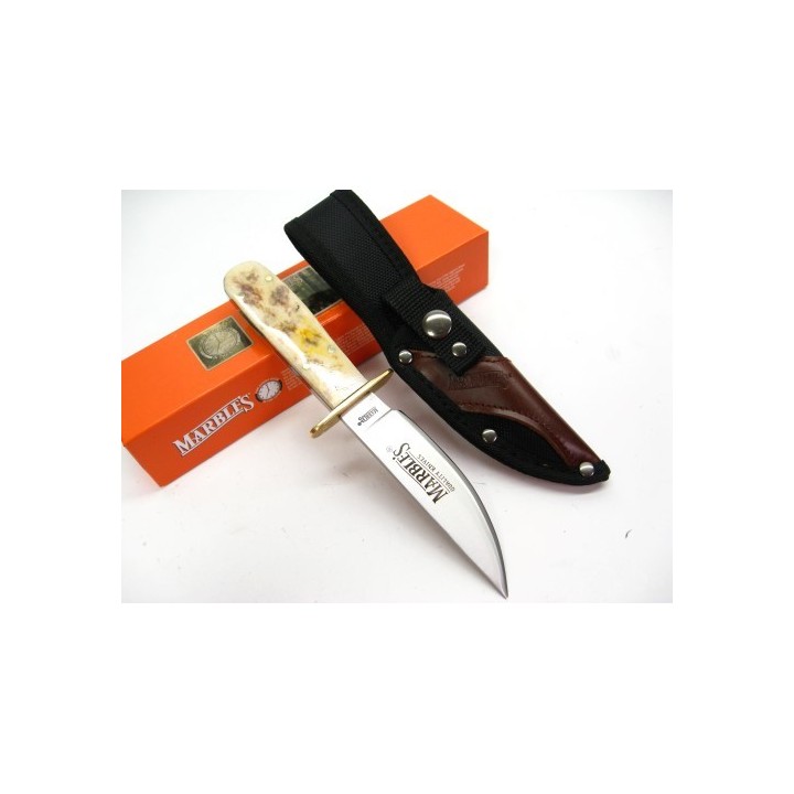 Couteau Poignard Bushcraft Marbles Cowboy Acier Carbone/Inox Manche Os Couleur Appaloosa MR318 - Livraison Gratuite