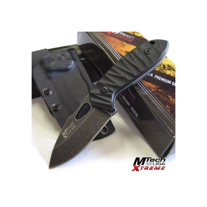 Couteau Backup Mtech Stonewash Acier 440C Stonewash Manche G-10 Etui Kydex MTX8139BK - Livraison Gratuite