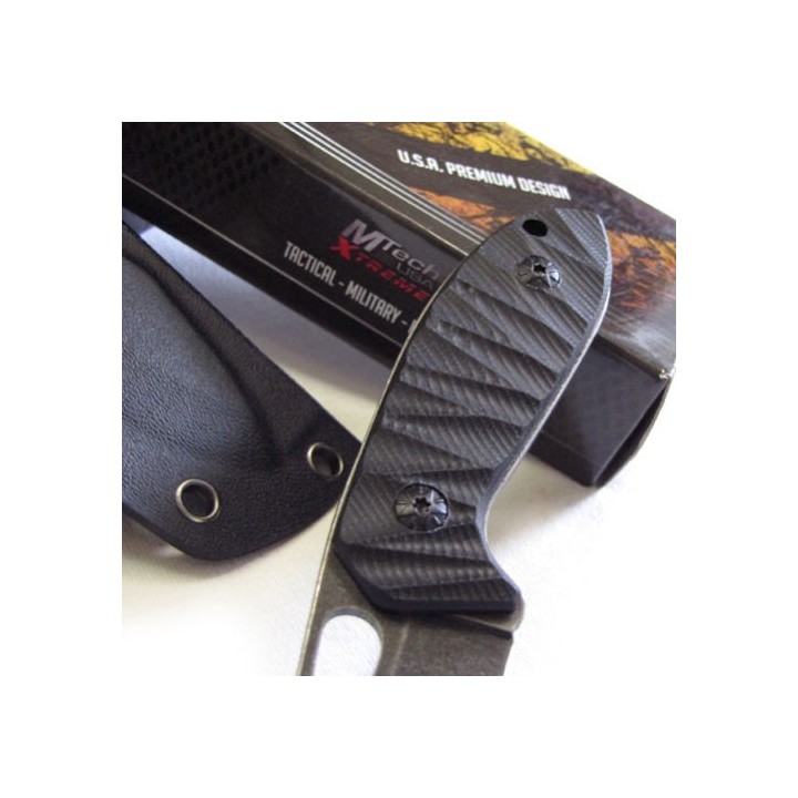 Couteau Backup Mtech Stonewash Acier 440C Stonewash Manche G-10 Etui Kydex MTX8139BK - Livraison Gratuite