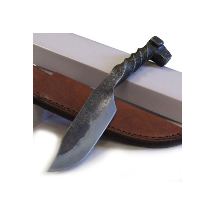 Couteau Fabrication Artisanal Couteau Forgé Acier Carbone Etui Cuir PA4408 - Livraison Gratuite