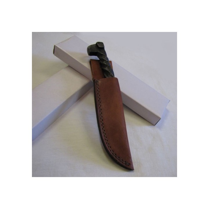 Couteau Fabrication Artisanal Couteau Forgé Acier Carbone Etui Cuir PA4408 - Livraison Gratuite