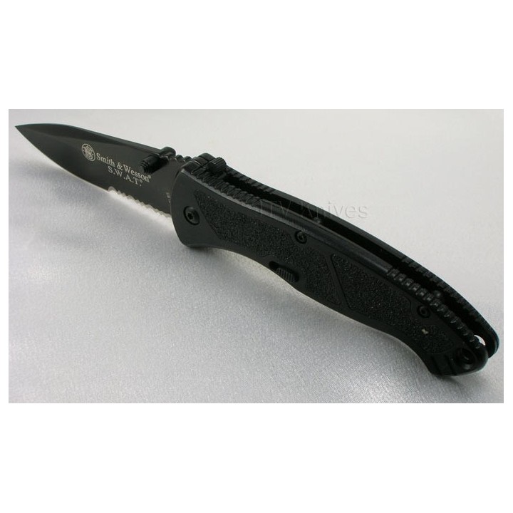 Couteau Smith&Wesson SWAT A/O Lame Acier 4034 Serr Manche Alu SWATLBS - Livraison Gratuite