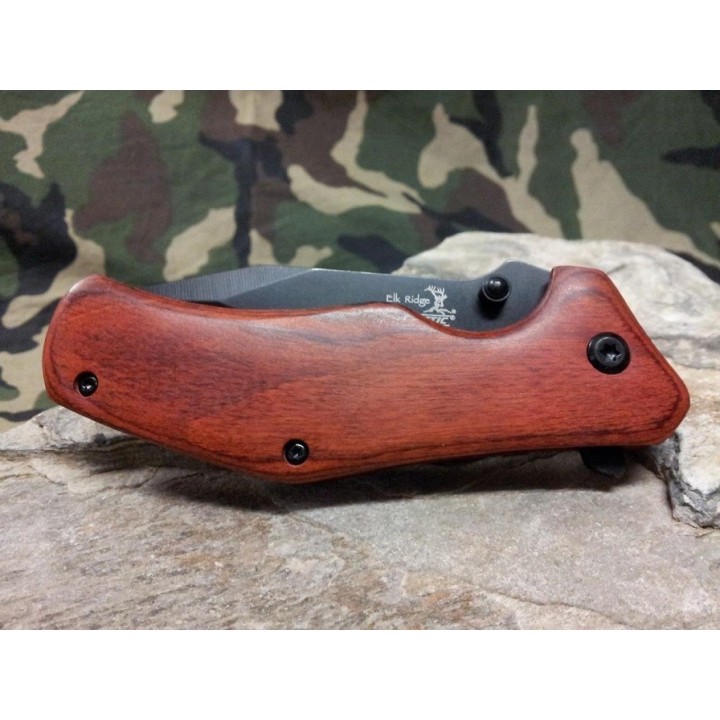 Lot de 3 Couteaux Elk Ridge Wood Handle A/O Acier 440 Manche Bois Pakkawood ERA013PW - Livraison Gratuite