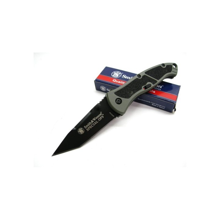Couteau Automatique Smith&Wesson Special Ops Tanto Acier 4034 Manche Acier SWSPECM - Free Shipping