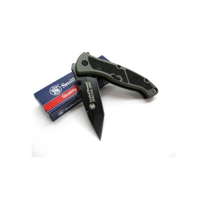Couteau Automatique Smith&Wesson Special Ops Tanto Acier 4034 Manche Acier SWSPECM - Free Shipping