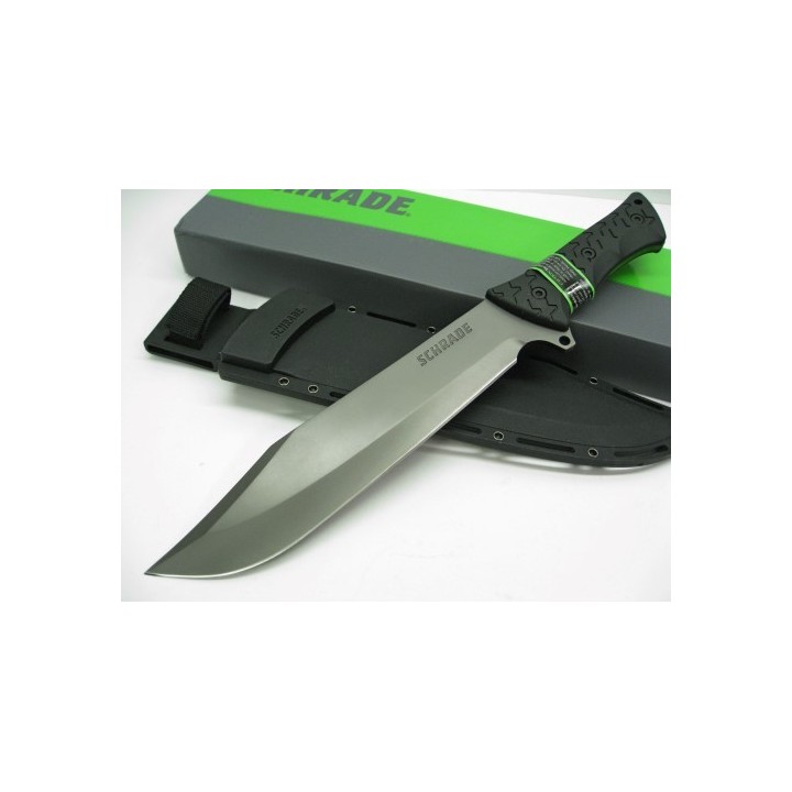 Couteau Bowie Schrade LeROY Lame Acier 8Cr13MoV/Titane Manche TPR SCHF45 - Livraison Gratuite