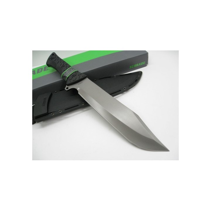 Couteau Bowie Schrade LeROY Lame Acier 8Cr13MoV/Titane Manche TPR SCHF45 - Livraison Gratuite