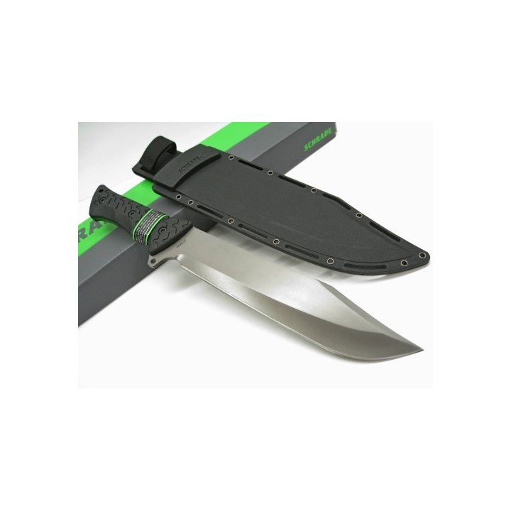 Couteau Bowie Schrade LeROY Lame Acier 8Cr13MoV/Titane Manche TPR SCHF45 - Livraison Gratuite