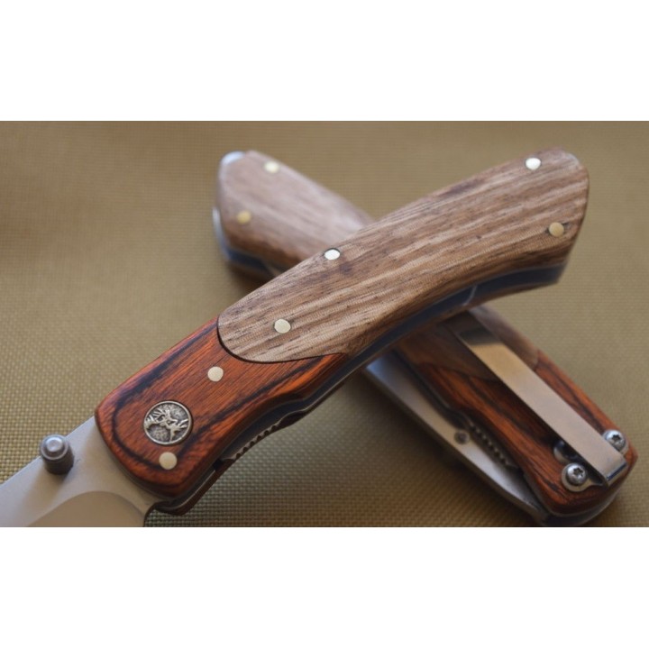 Lot de 3 Couteaux Elk Ridge Gentleman Linerlock Two Tone Lame Acier 440 Manche Bois ER301 - Livraison Gratuite