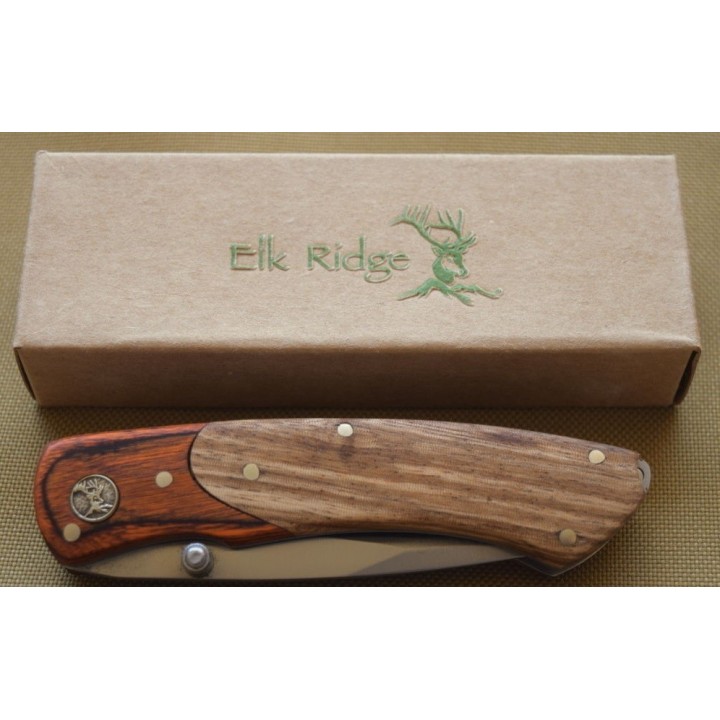 Lot de 3 Couteaux Elk Ridge Gentleman Linerlock Two Tone Lame Acier 440 Manche Bois ER301 - Livraison Gratuite