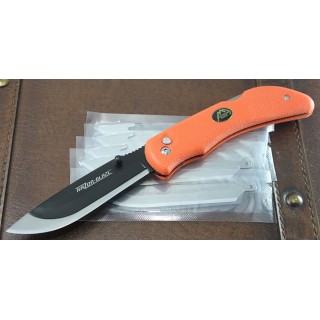 Couteau Outdoor Edge Razor-Blaze Lame Acier Carbone/Inox Manche Kraton Orange OERB20 - Livraison Gratuite
