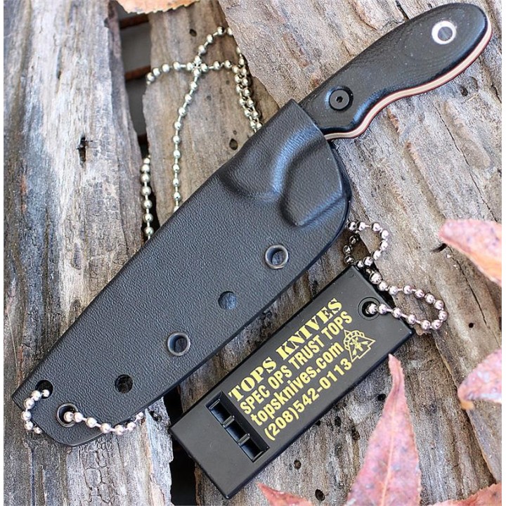 Couteau Tops Mini Scandi Survival Acier 1095 Manche Micarta Etui Kydex Made USA TPMSKSURV - Livraison Gratuite