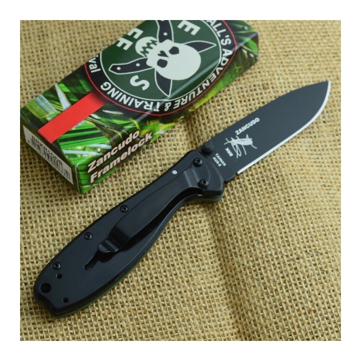 Couteau Esee BRK Zancudo Framelock Acier AUS-8 Black Manche FRN OD Green BRKR1ODB - Livraison Gratuite