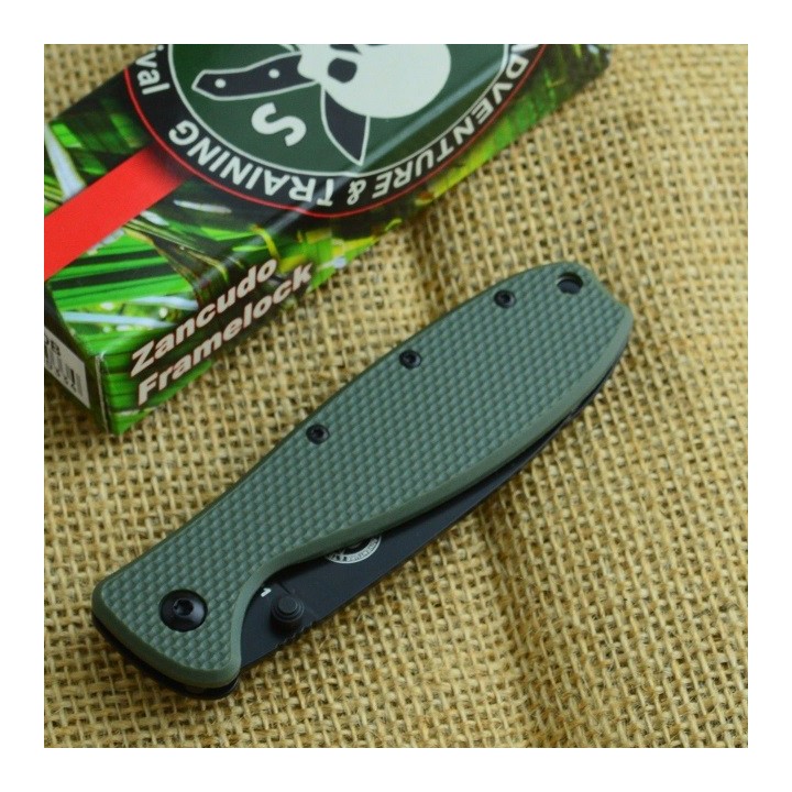 Couteau Esee BRK Zancudo Framelock Acier AUS-8 Black Manche FRN OD Green BRKR1ODB - Livraison Gratuite